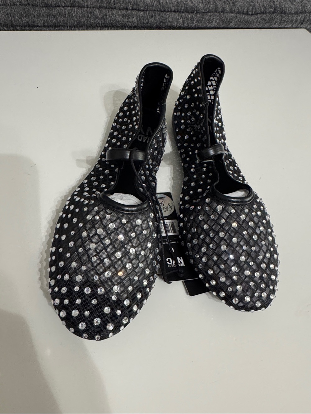 Black Rhinestone Mesh Ballet Flats - Women's Dress Shoes